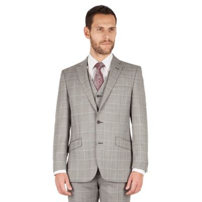 J by Jasper Conran Grey check 2 button front tailored fit occasions suit jacket
